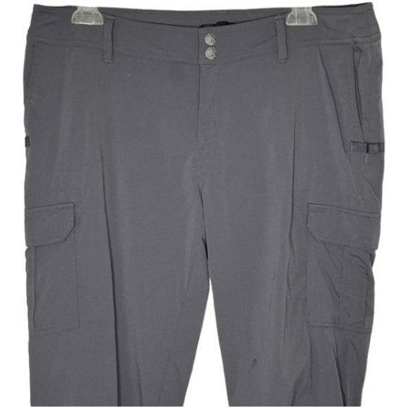 PrAna Nylon Mid-Rise Elastic Cuff Hiking Climbing Capris - Gray - 12 - Picture 2 of 9